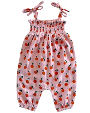 Smocked Jumpsuit in Blush Oranges